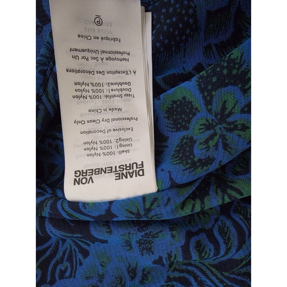 Diane von Furstenberg - Blue & Green Floral & Leaf Print Wrap Dress Sz S A001551 - Picture 10 of 10